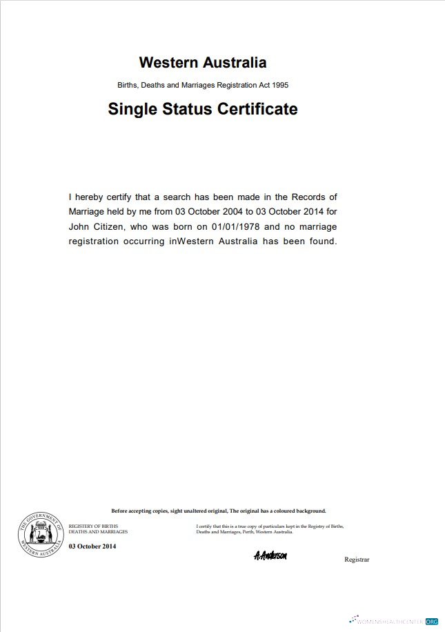 Download Australia Western Australia divorce certificate template in Word format Photoshop template